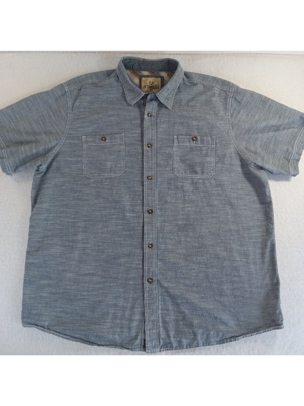 Outdoor Life Men's 2XL Blue Short Sleeve Casual Button Down Shirt Camp Shirt